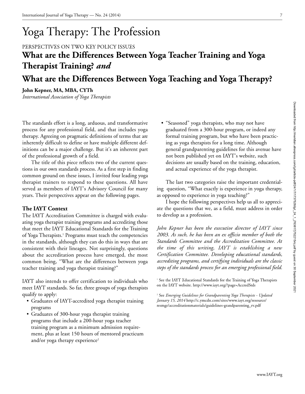 Yoga Therapy — No