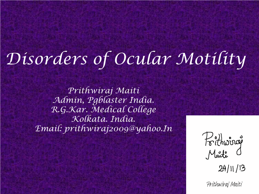 Disorders of Ocular Motility