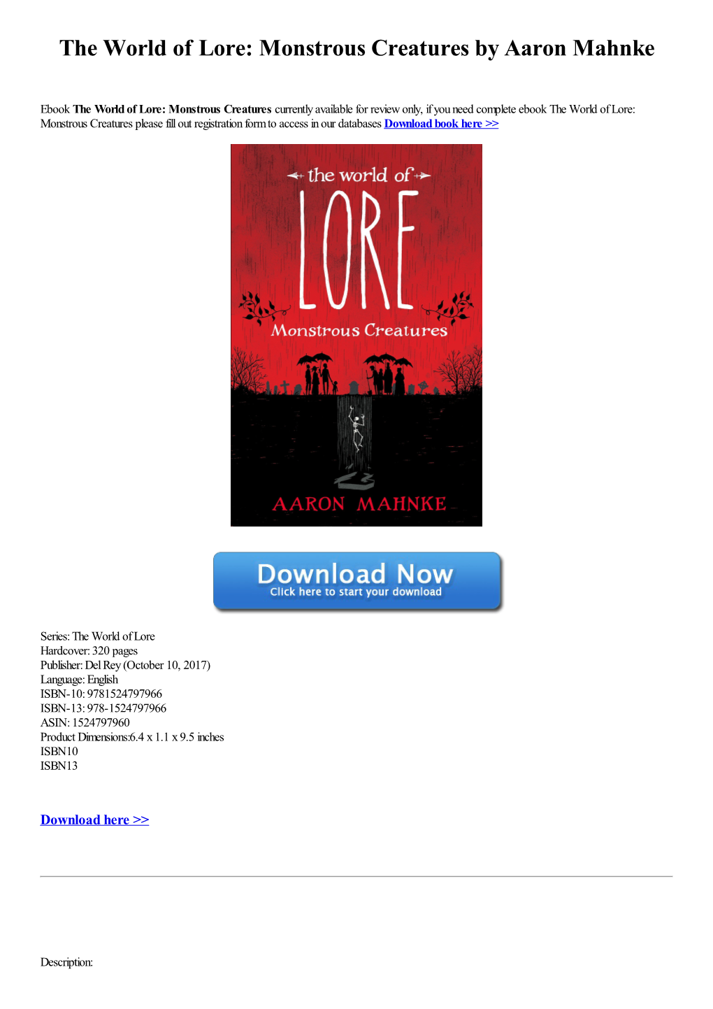 The World of Lore: Monstrous Creatures by Aaron Mahnke Ebook