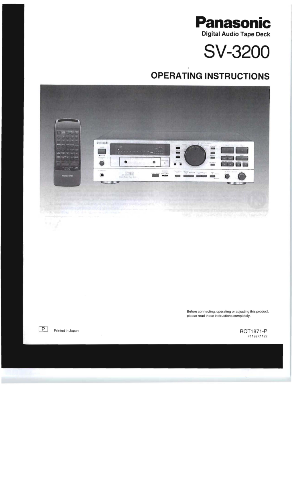 Panasonic Digital Audio Tape Deck SV-3200