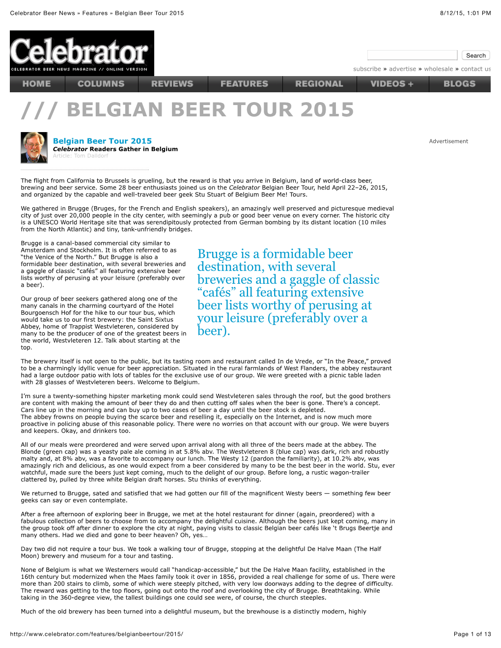 Celebrator Beer News » Features » Belgian Beer Tour 2015 8/12/15, 1:01 PM