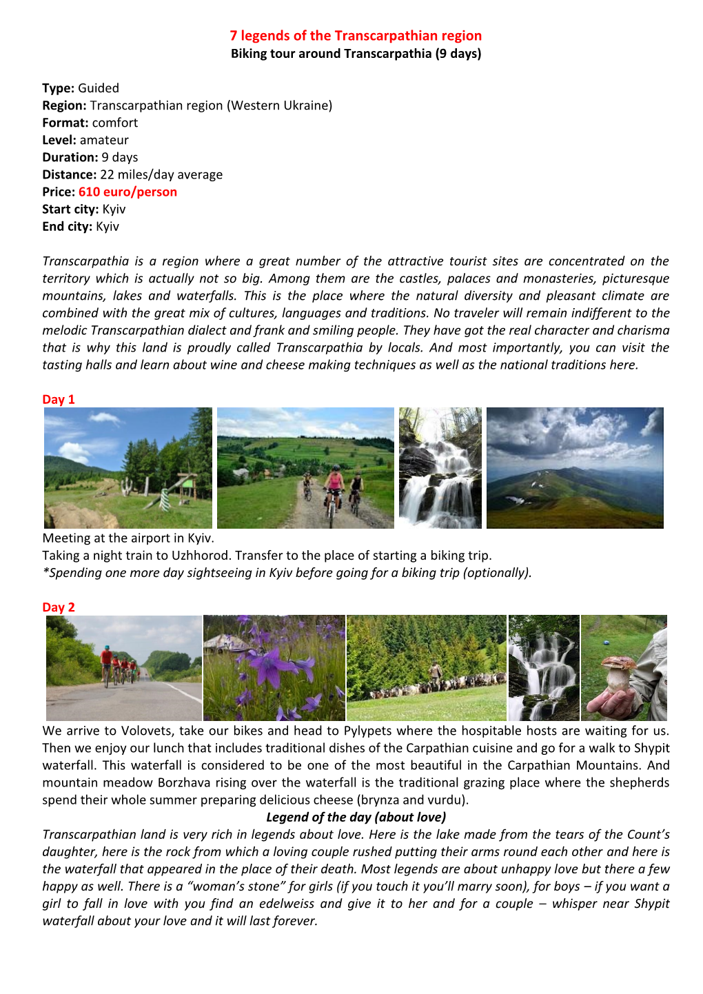 7 Legends of the Transcarpathian Region Biking Tour Around Transcarpathia (9 Days)