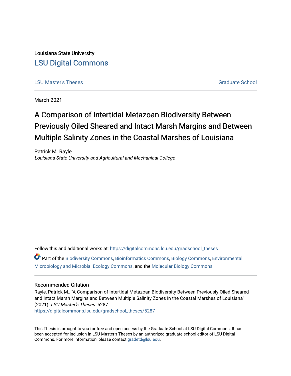 A Comparison of Intertidal Metazoan Biodiversity Between Previously