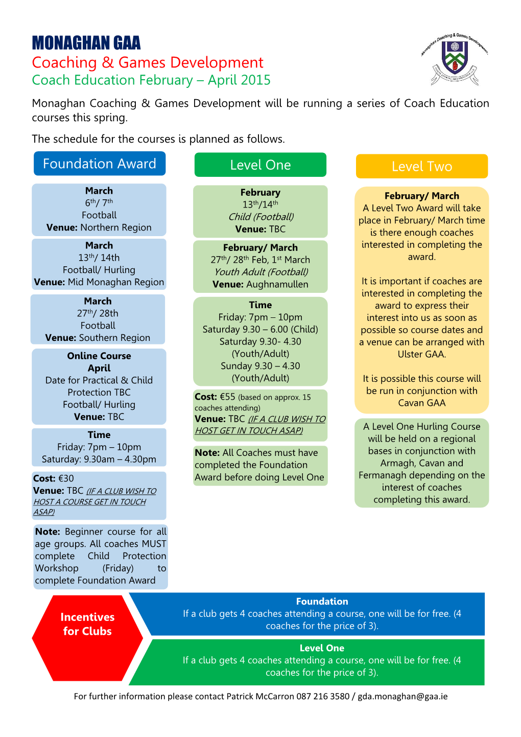 Coach Education and Workshops Programme