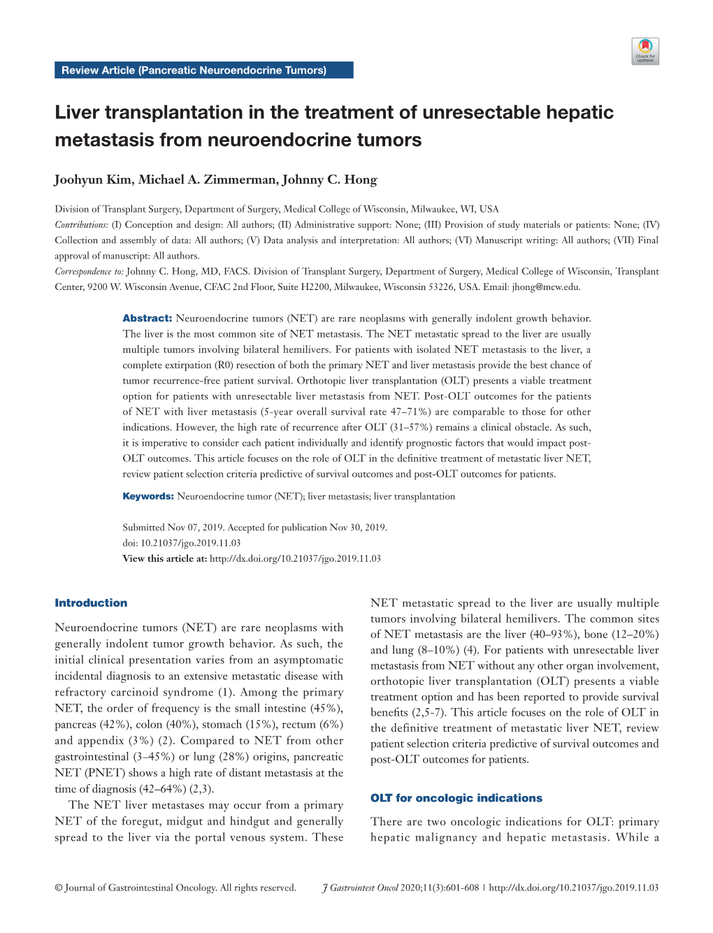 Liver Transplantation in the Treatment of Unresectable Hepatic Metastasis from Neuroendocrine Tumors