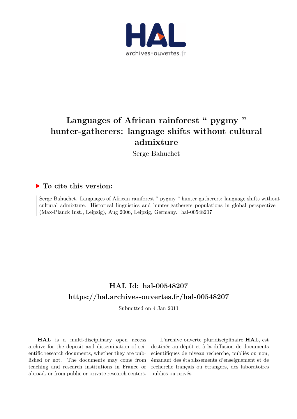 Languages of African Rainforest `` Pygmy