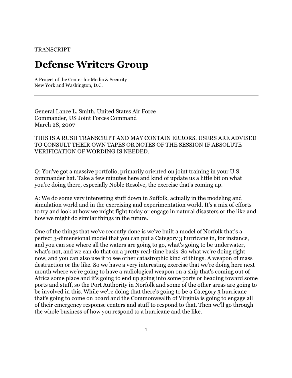 Defense Writers Group