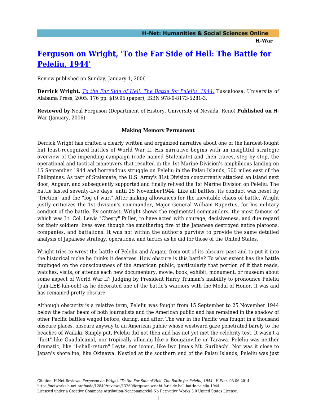 To the Far Side of Hell: the Battle for Peleliu, 1944'