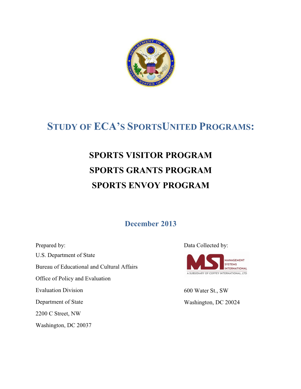 Study of ECA's Sportsunited Programs