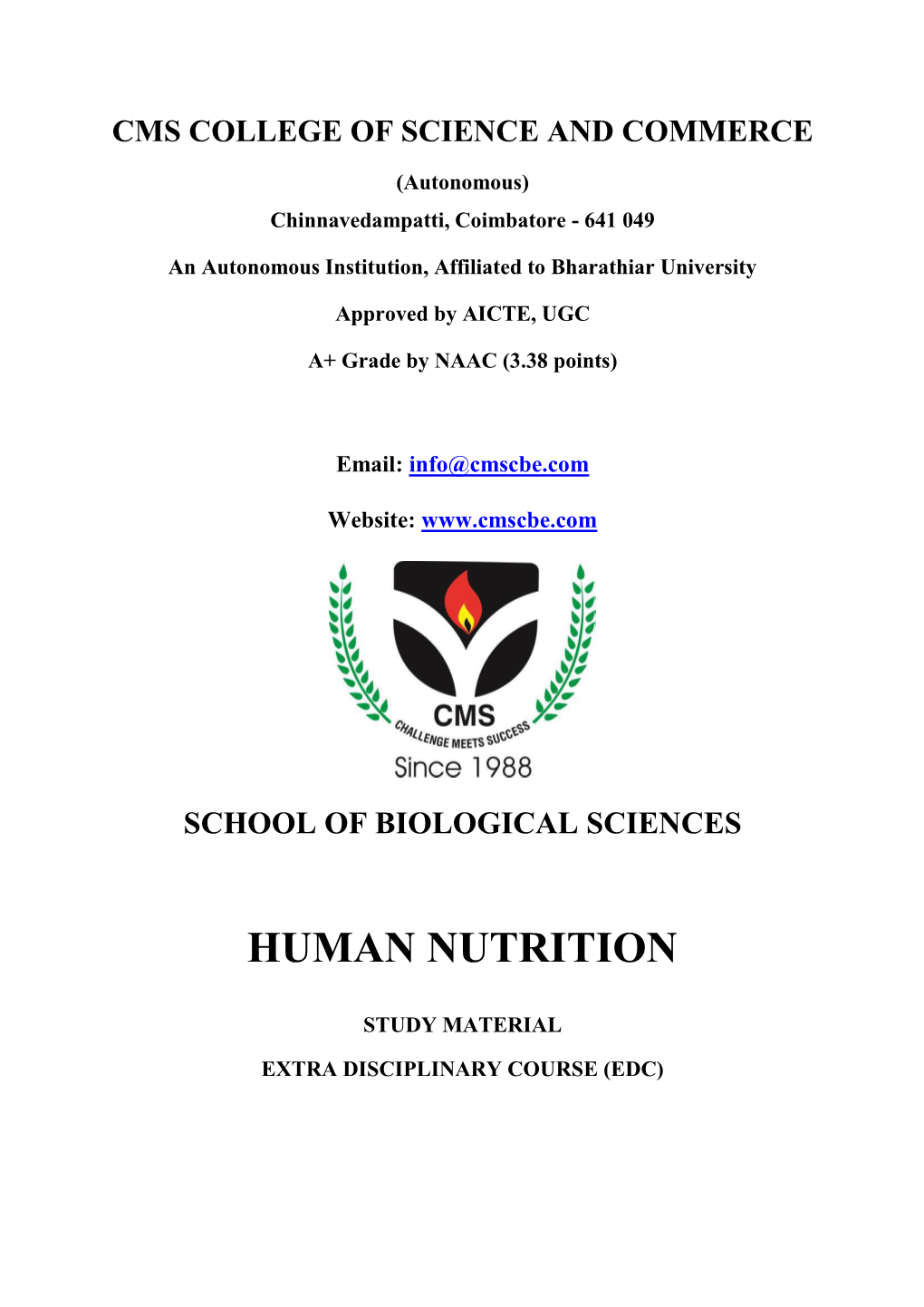 Study Material – Human Nutrition