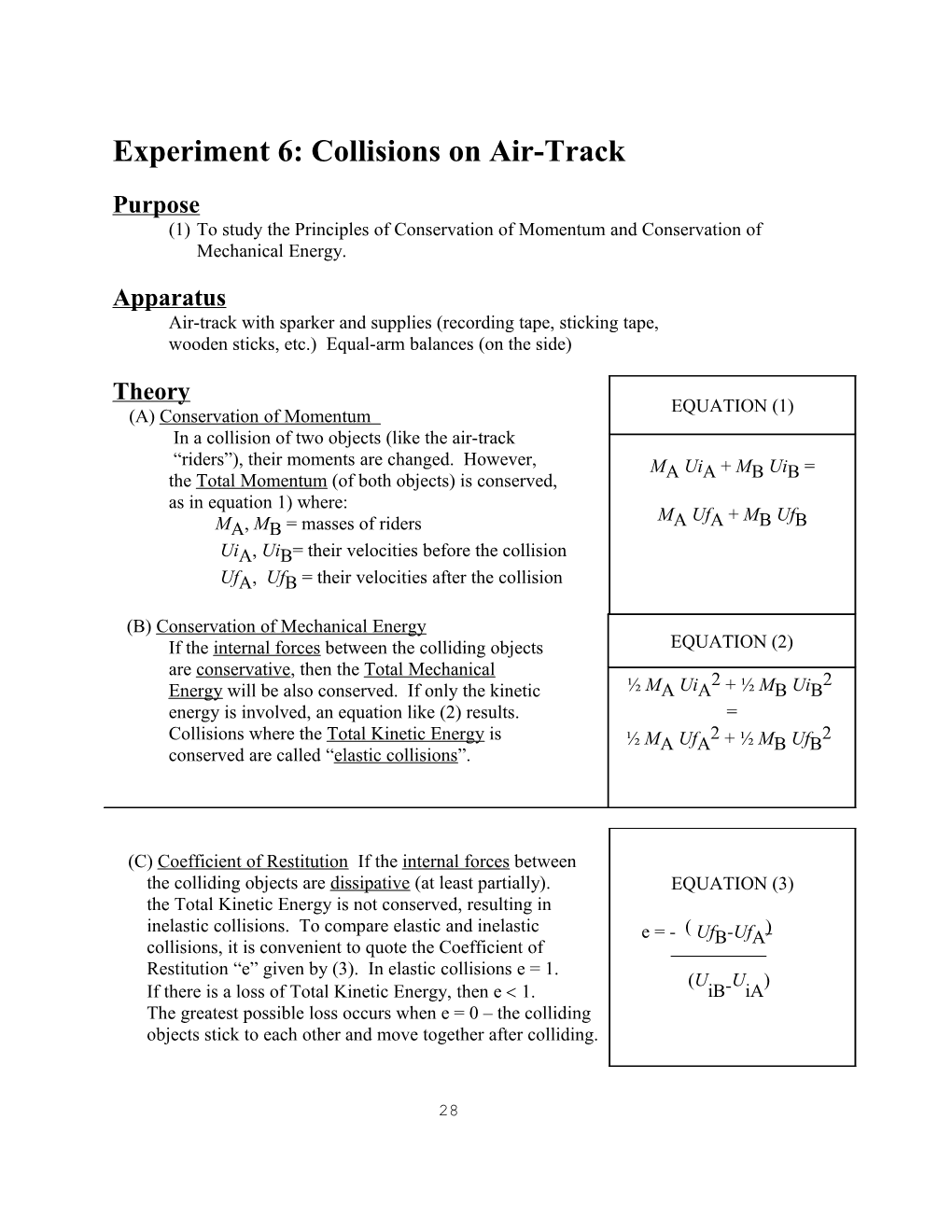 Experiment 3E Collisions on Air-Track