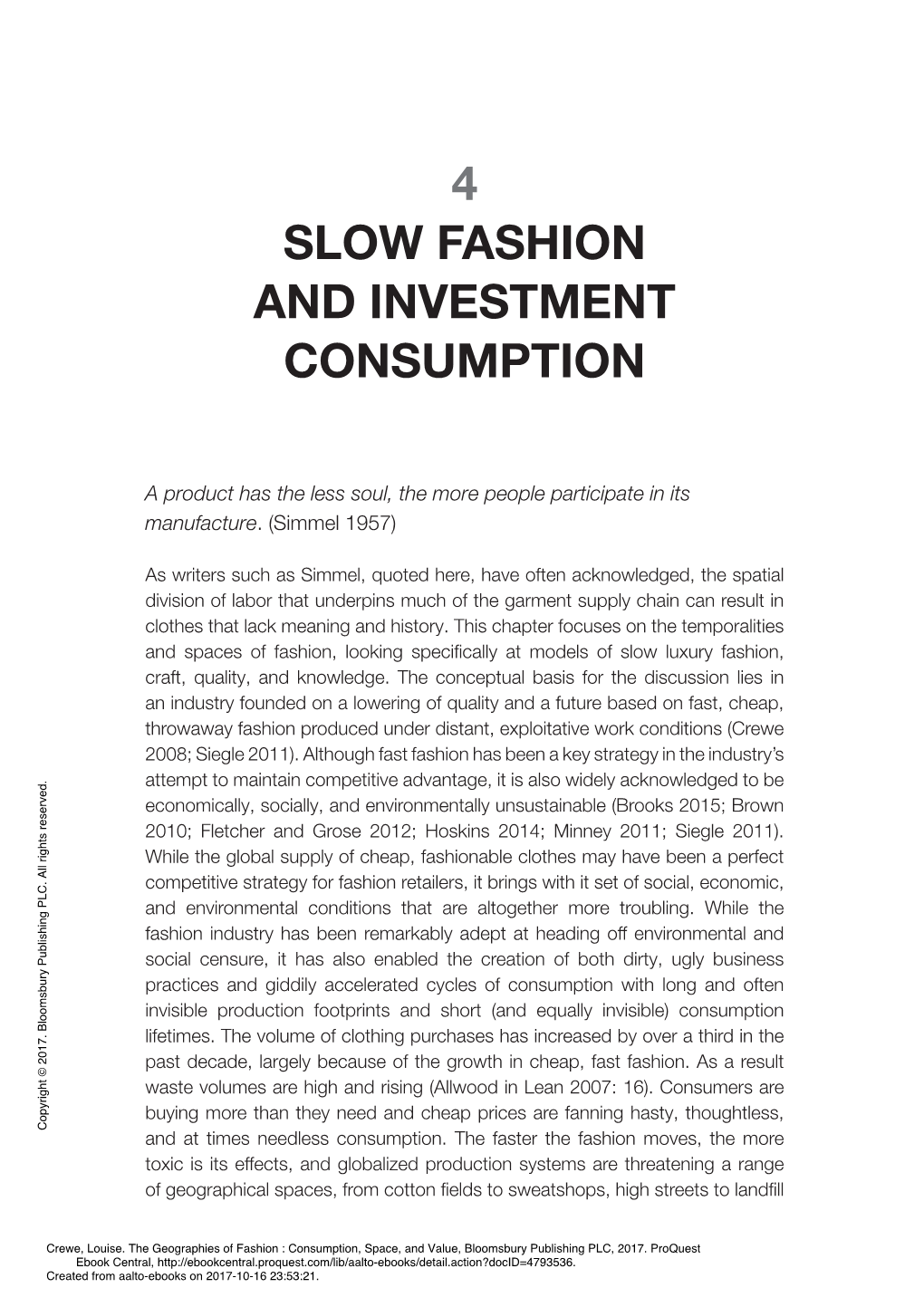 4 Slow Fashion and Investment Consumption