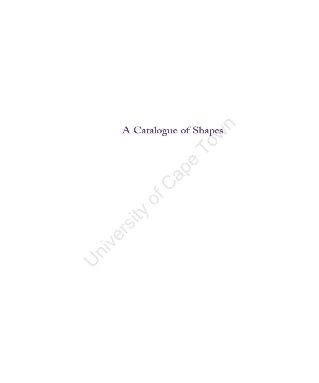 A Catalogue of Shapes: a Composite Objetc Potrait of an Oral-Formulaic