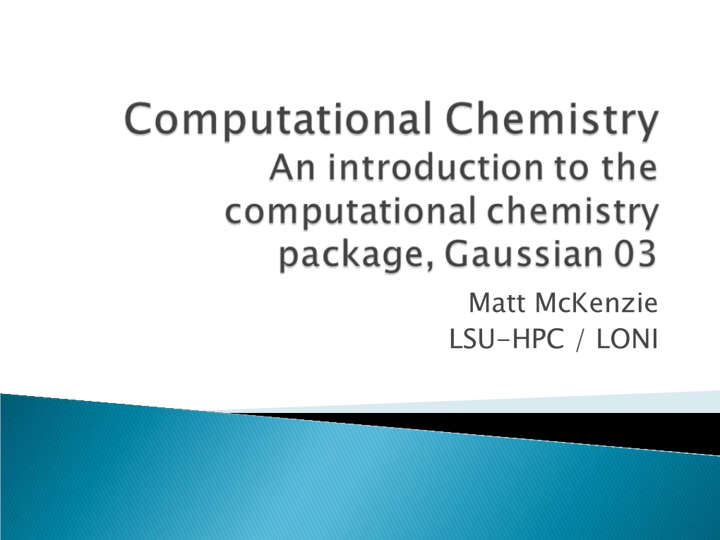 Molecular Simulation an Introduction to the Computational Chemistry