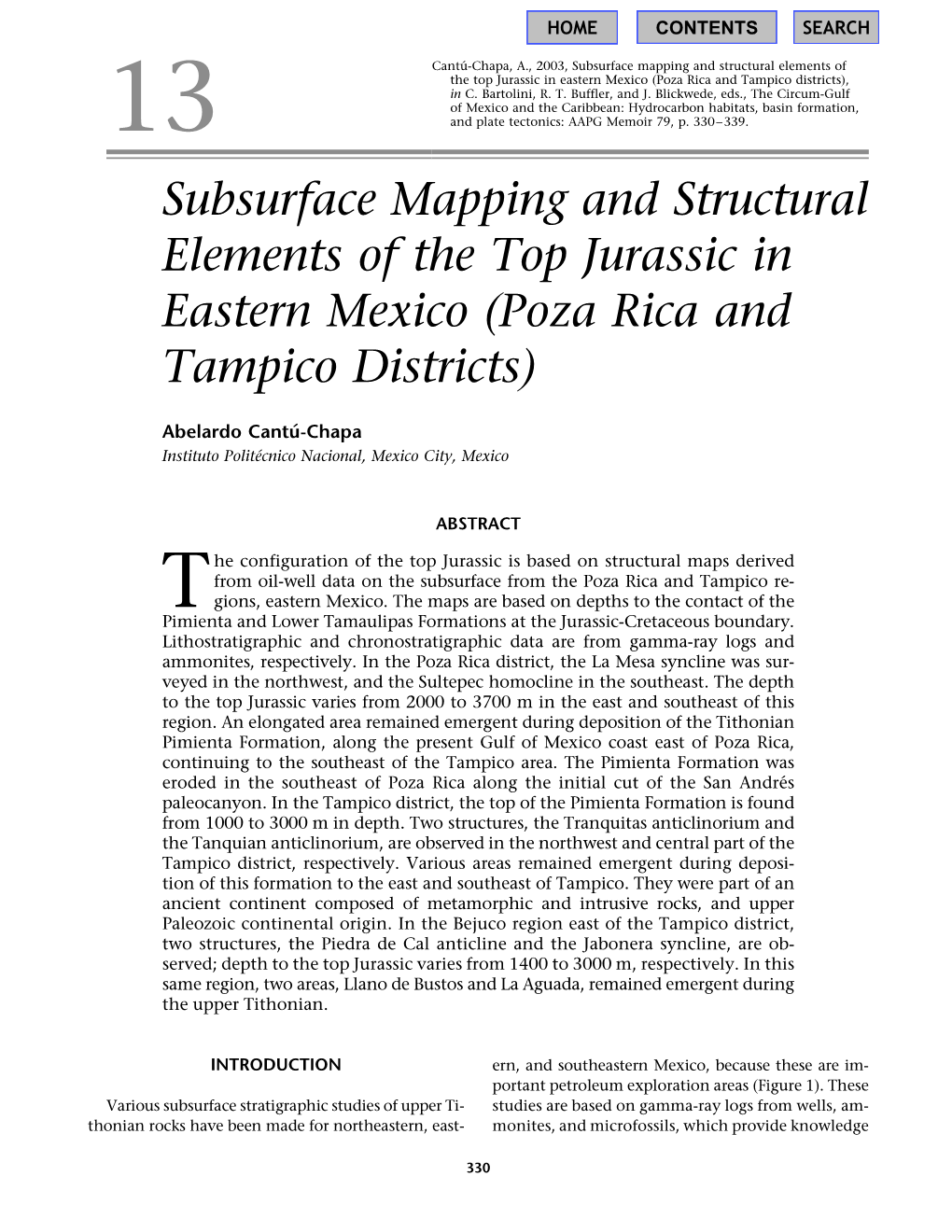 Subsurface Mapping and Structural Elements of the Top Jurassic in Eastern Mexico (Poza Rica and Tampico Districts), in C