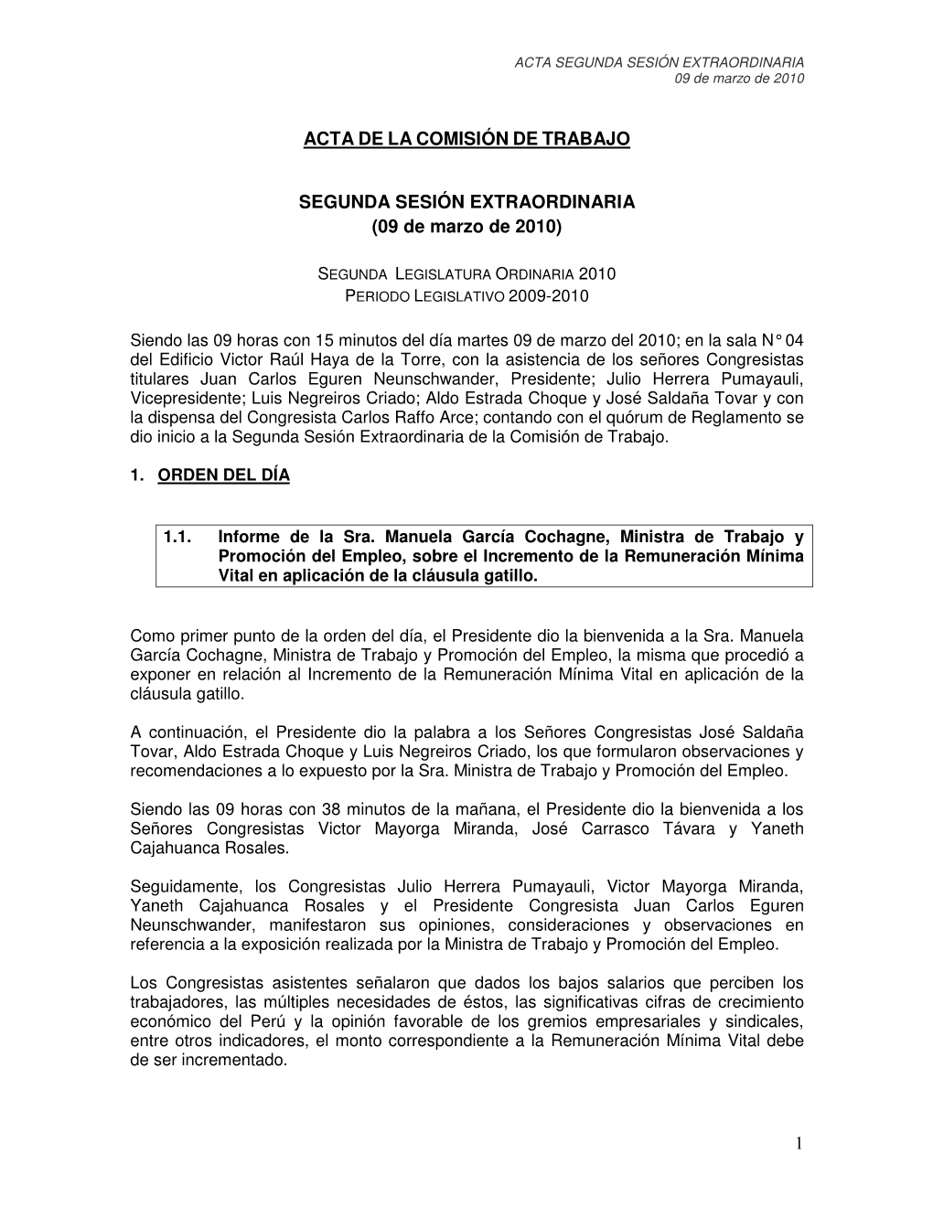 1 Acta De La Comisión De Trabajo Segunda Sesión