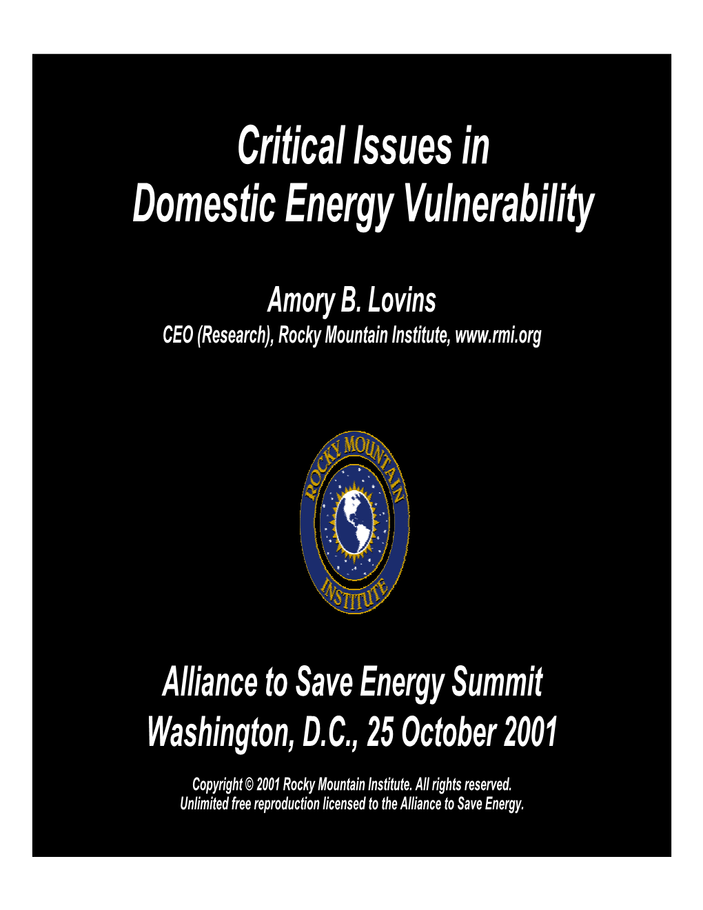 Critical Issues in Domestic Energy Vulnerability