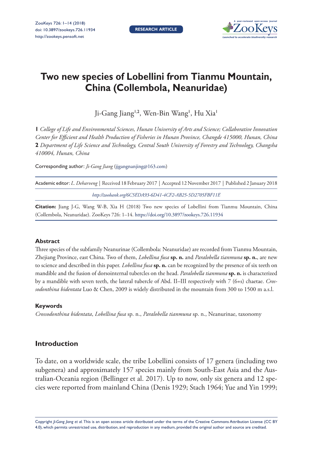 Two New Species of Lobellini from Tianmu Mountain, China (Collembola, Neanuridae)