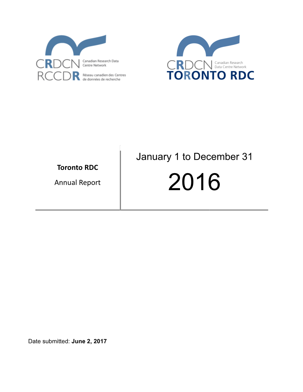 January 1 to December 31 Toronto RDC