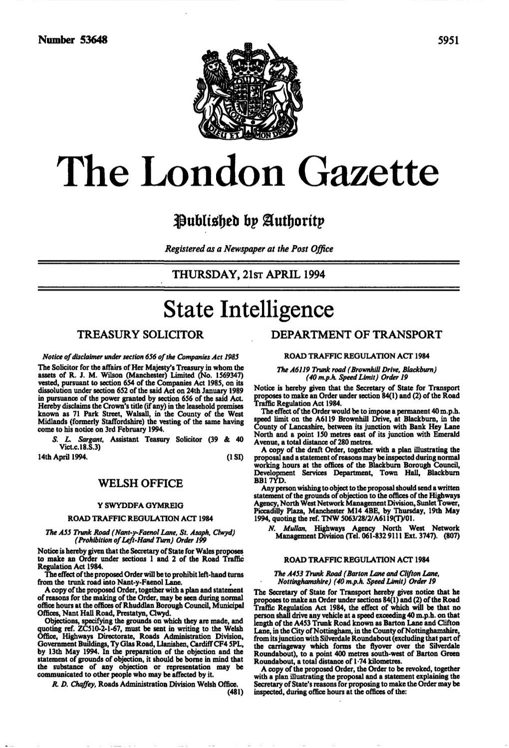 The London Gazette, Issue 53648