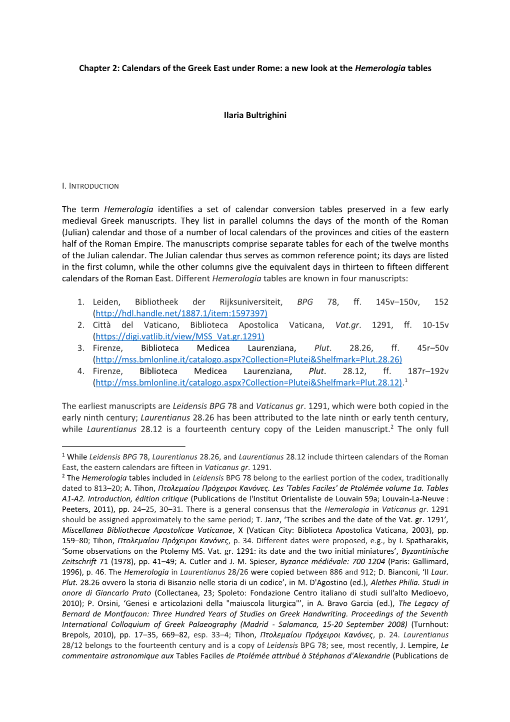 Calendars of the Greek East Under Rome: a New Look at the Hemerologia Tables