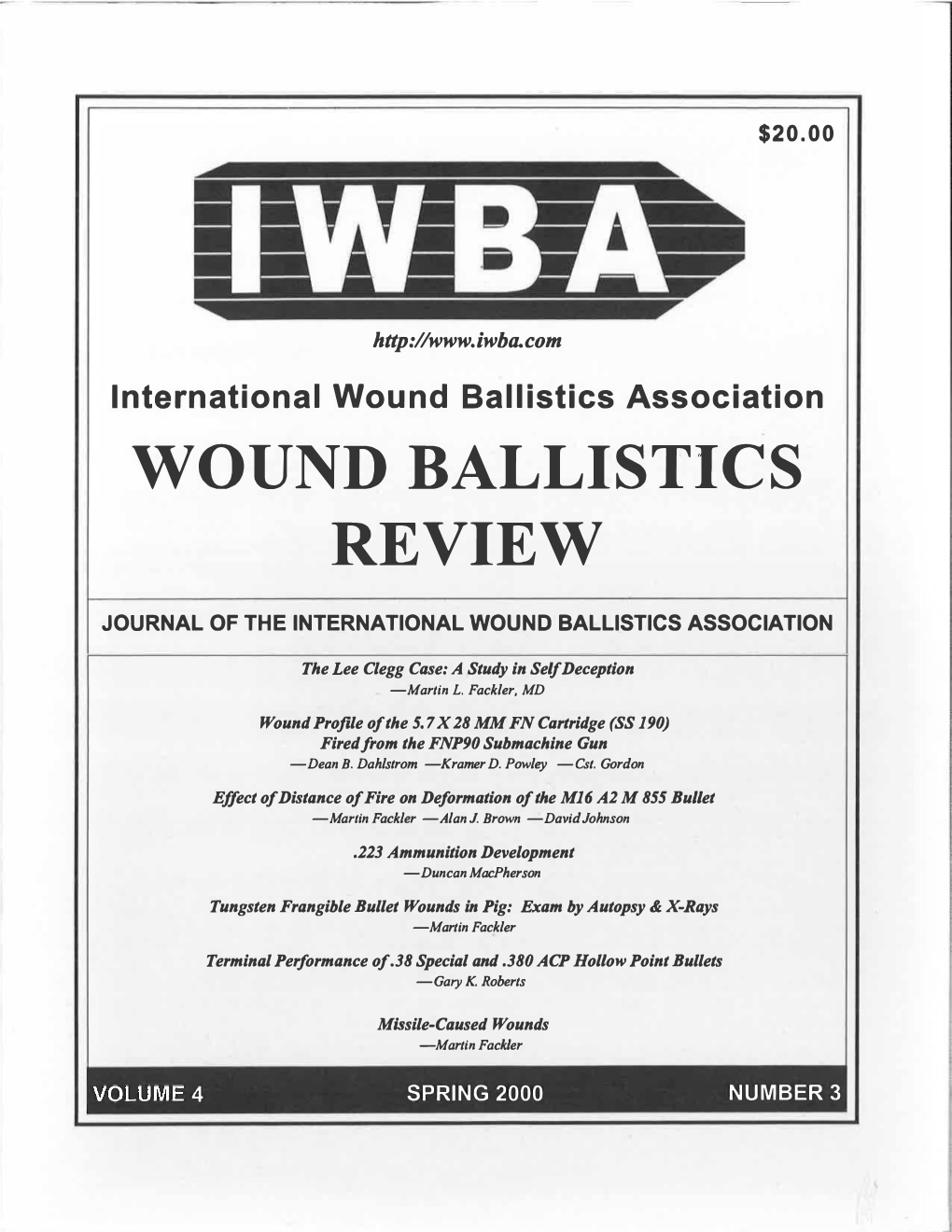 Wound Ballistics Review