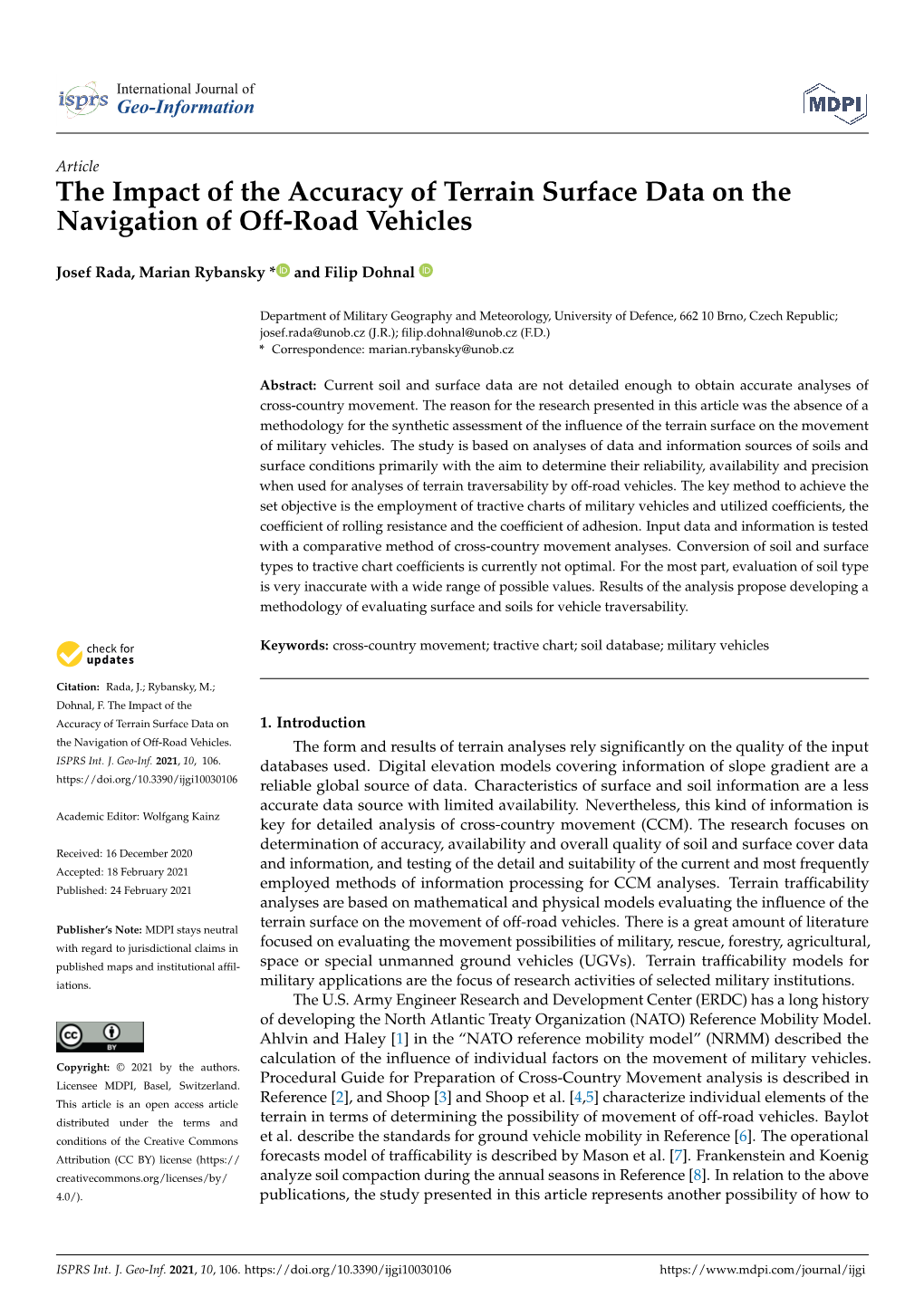 The Impact of the Accuracy of Terrain Surface Data on the Navigation of Off-Road Vehicles