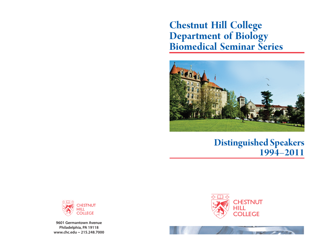 Chestnut Hill College Department of Biology Biomedical Seminar Series