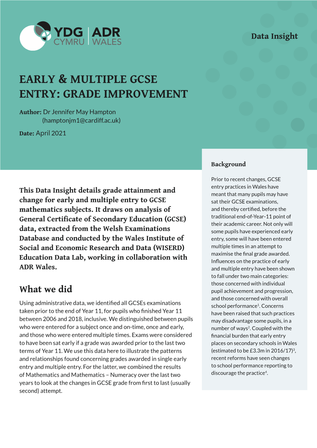 Early & Multiple GCSE Entry: Grade Improvement (April 2021)