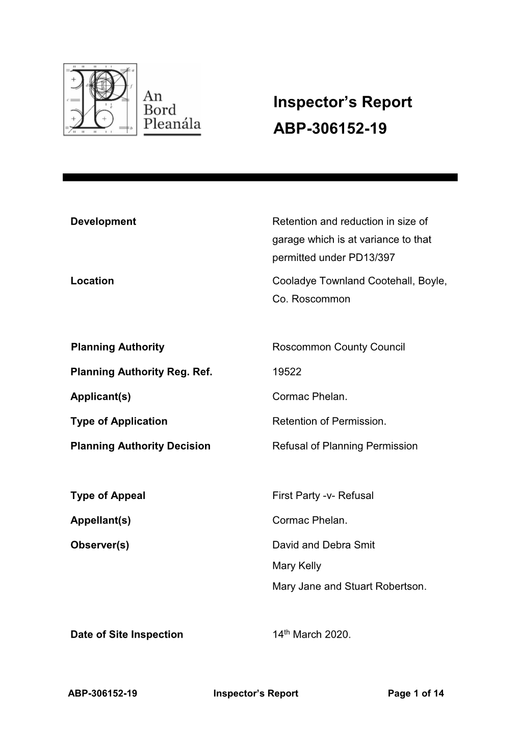 Inspector's Report ABP-306152-19