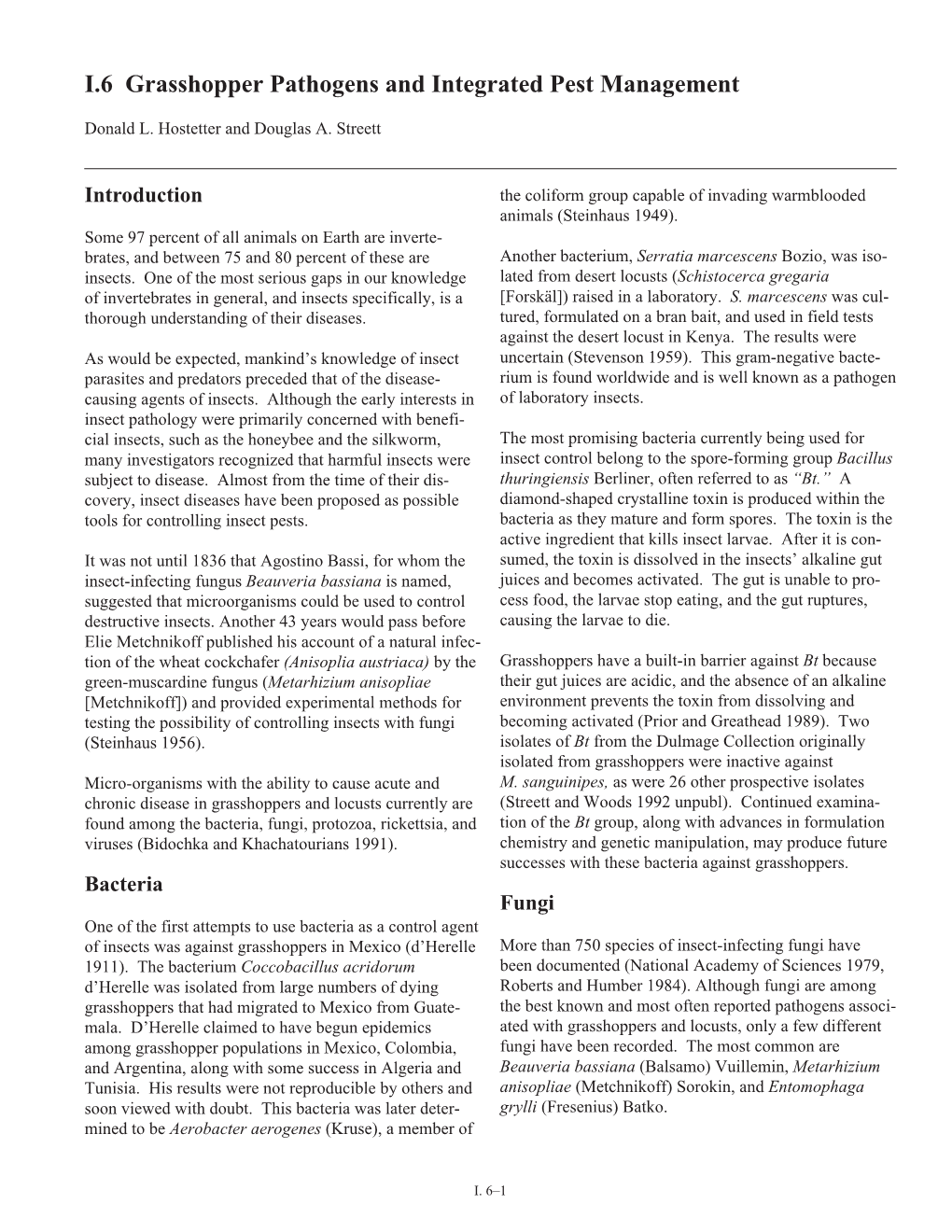 I.6 Grasshopper Pathogens and Integrated Pest Management