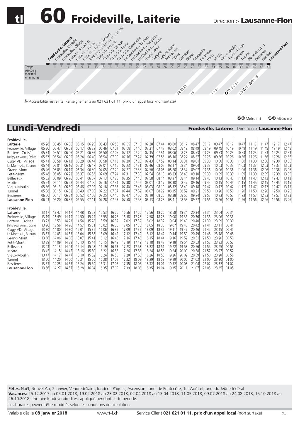 Froideville, Laiterie Direction > Lausanne-Flon ;