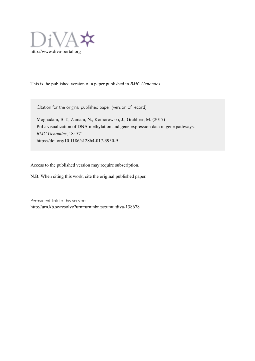 Piil: Visualization of DNA Methylation and Gene Expression Data in Gene Pathways