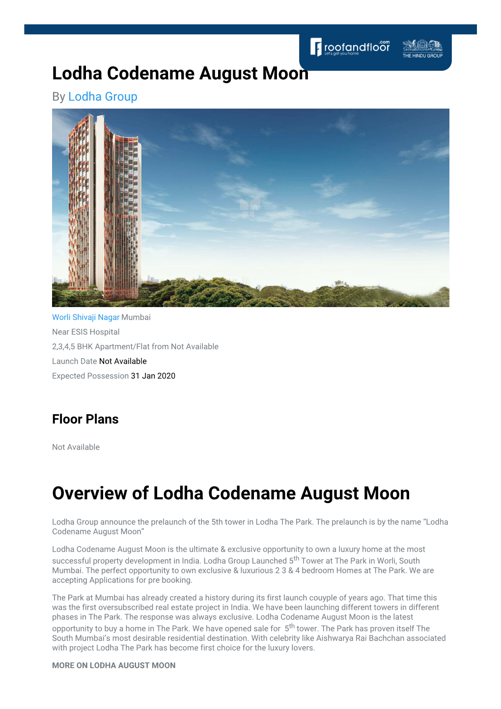 Lodha Codename August Moon by Lodha Group