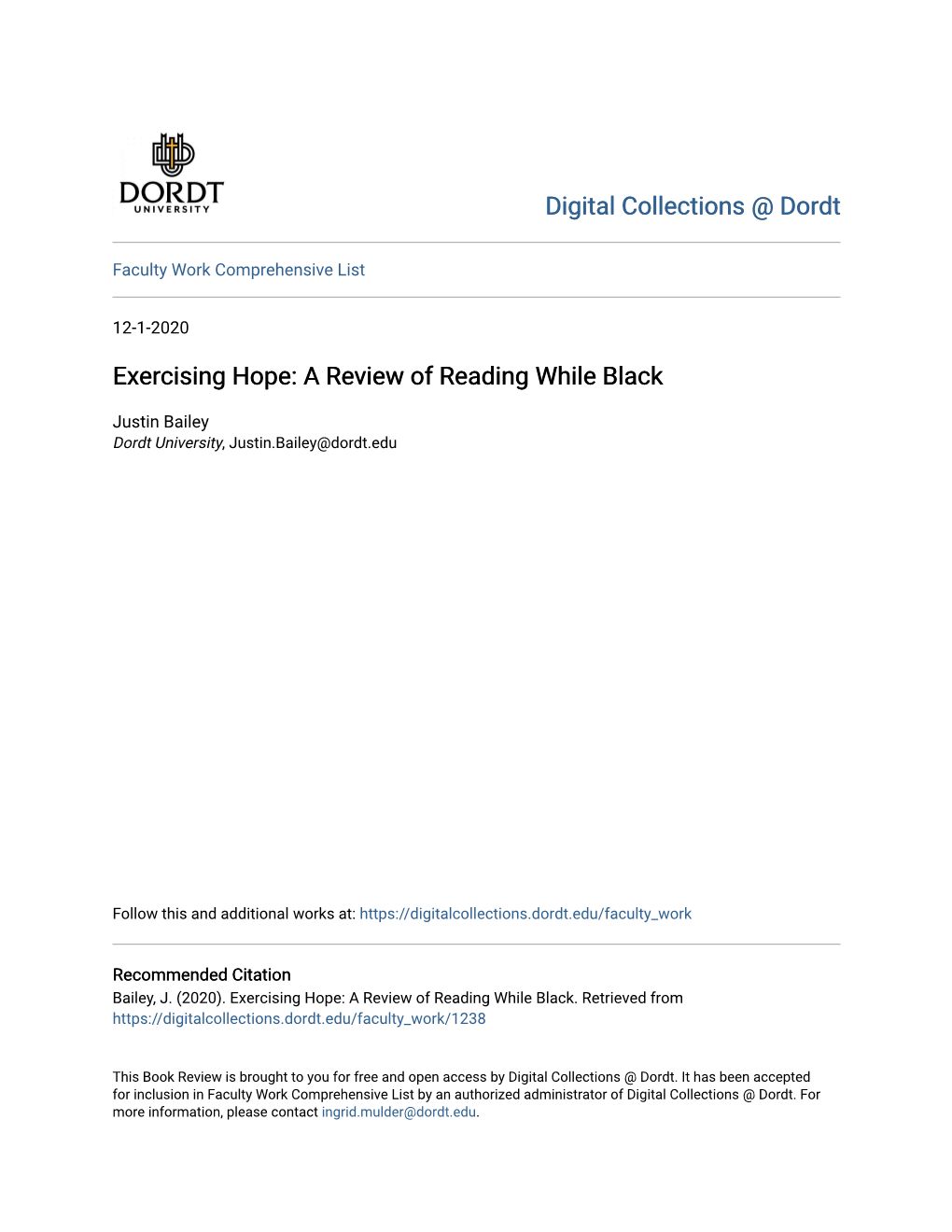 A Review of Reading While Black