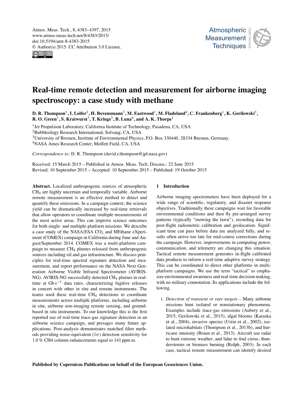 Real-Time Remote Detection and Measurement for Airborne Imaging Spectroscopy: a Case Study with Methane