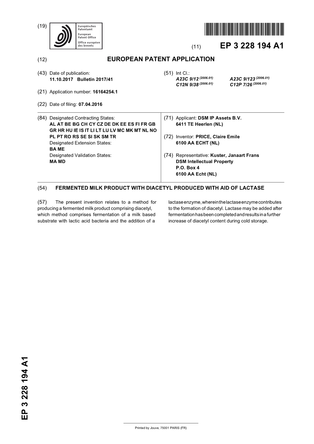 Fermented Milk Product with Diacetyl Produced with Aid of Lactase