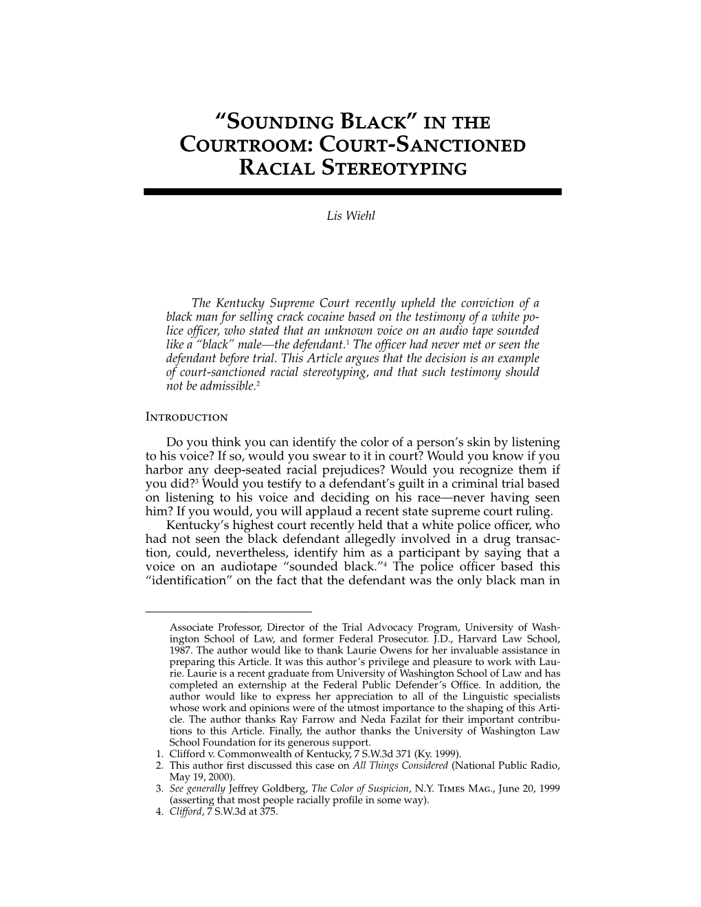 “Sounding Black” in the Courtroom: Court-Sanctioned Racial Stereotyping