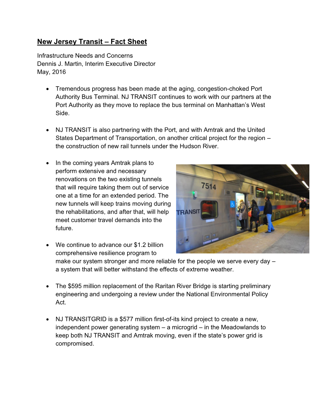 NJ TRANSIT Continues to Work with Our Partners at the Port Authority As They Move to Replace the Bus Terminal on Manhattan’S West Side