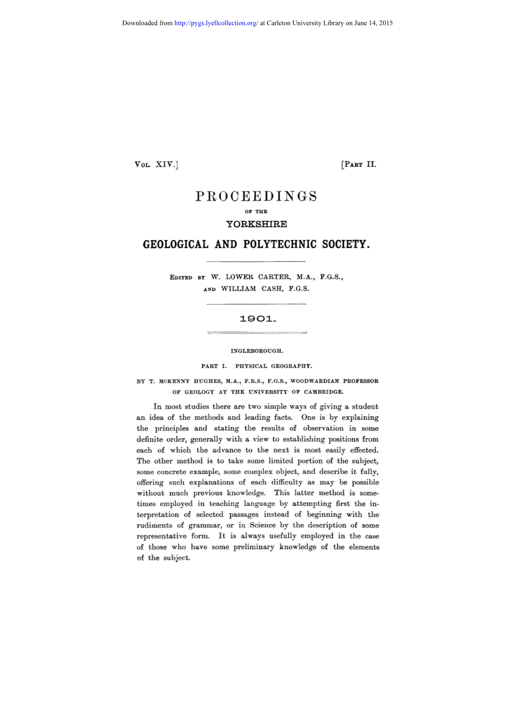 Proceedings of the Yorkshire