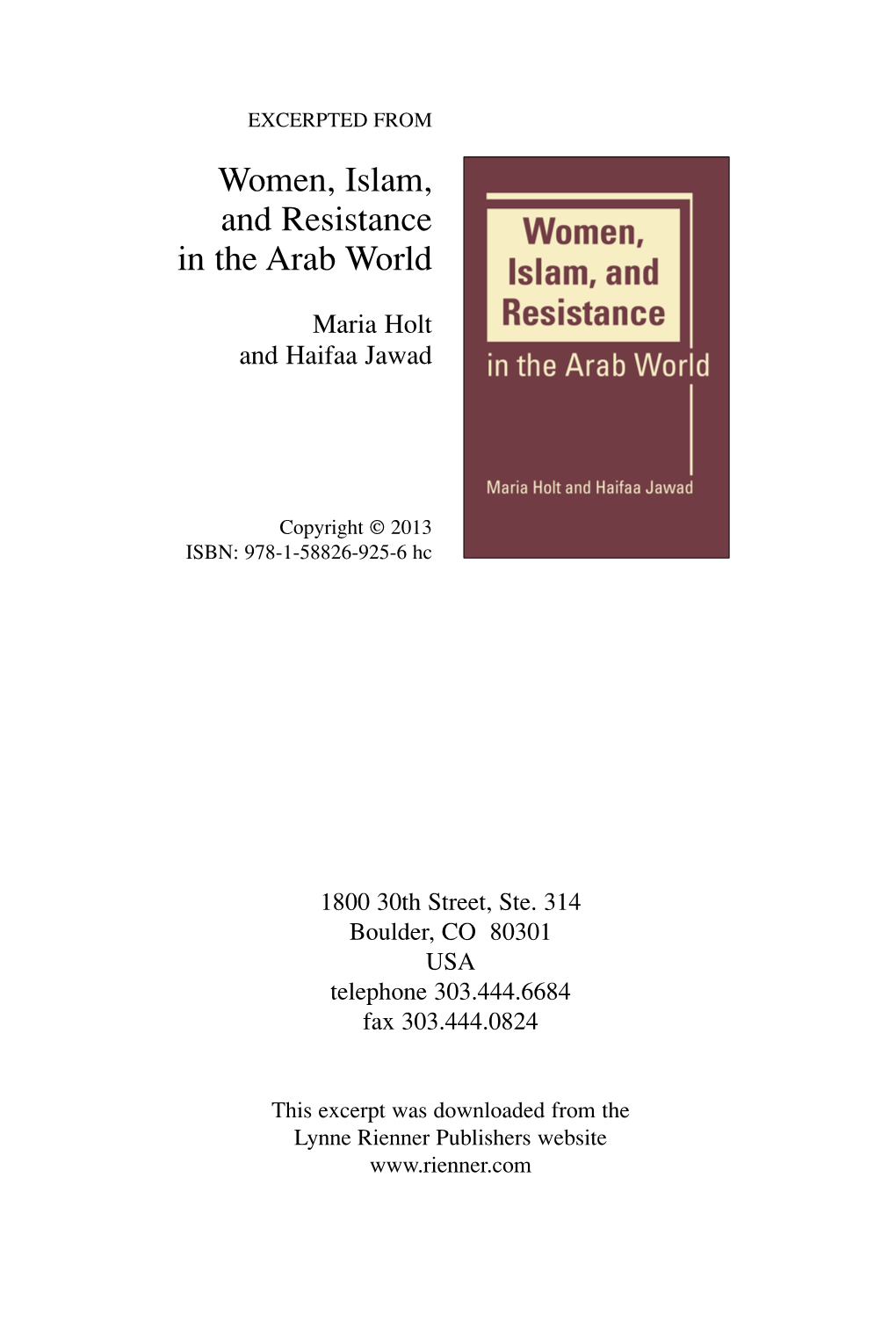 Women, Islam, and Resistance in the Arab World