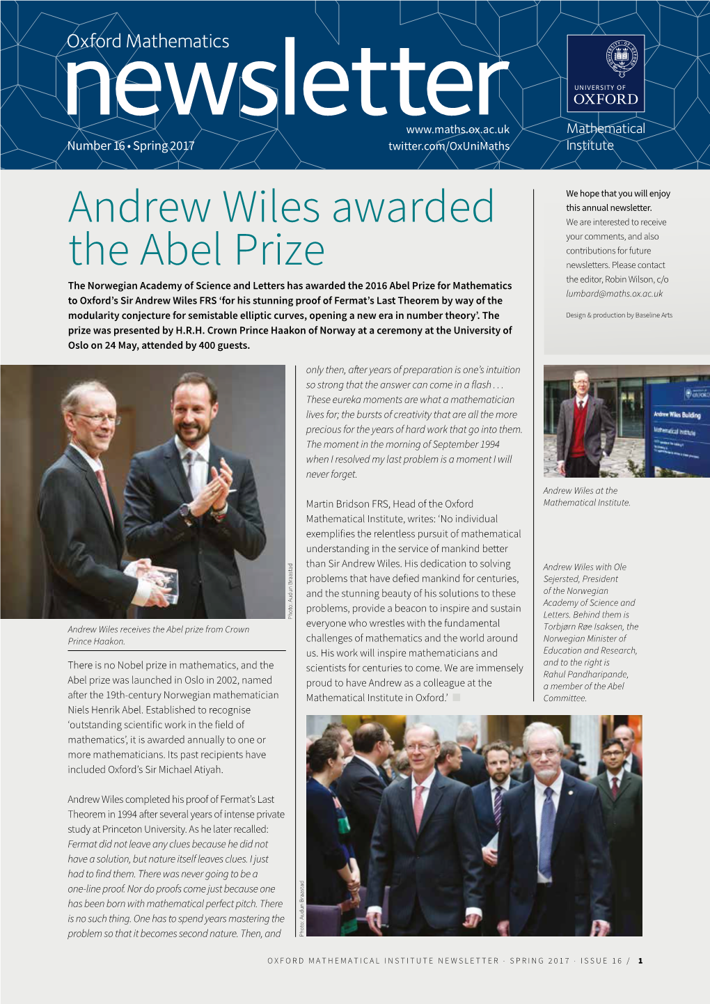 Andrew Wiles Awarded the Abel Prize