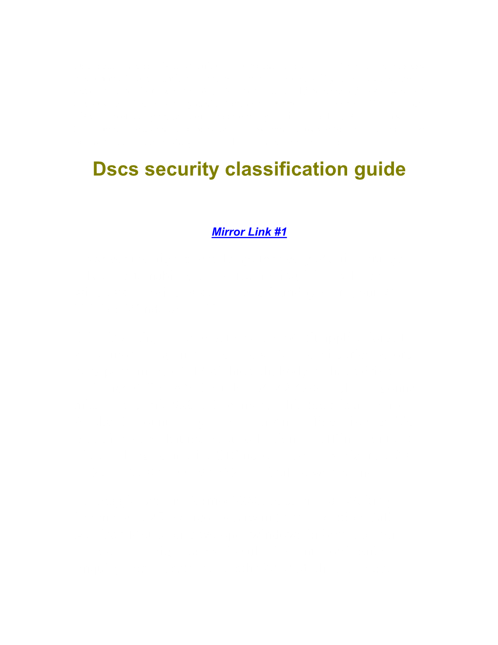 Dscs Security Classification Guide