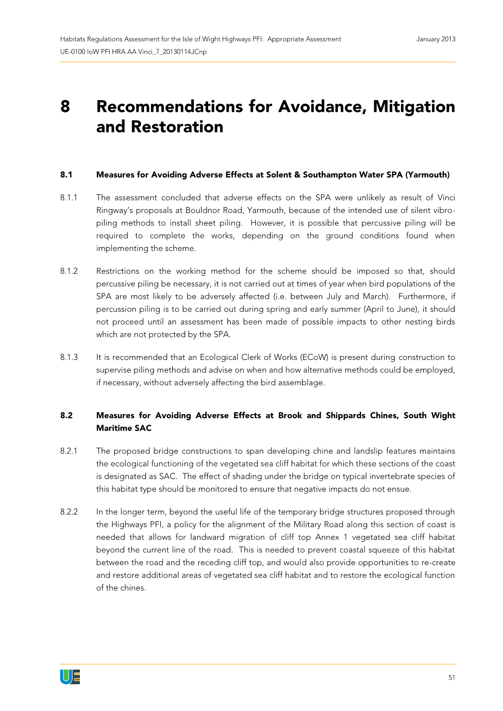 8 Recommendations for Avoidance, Mitigation and Restoration