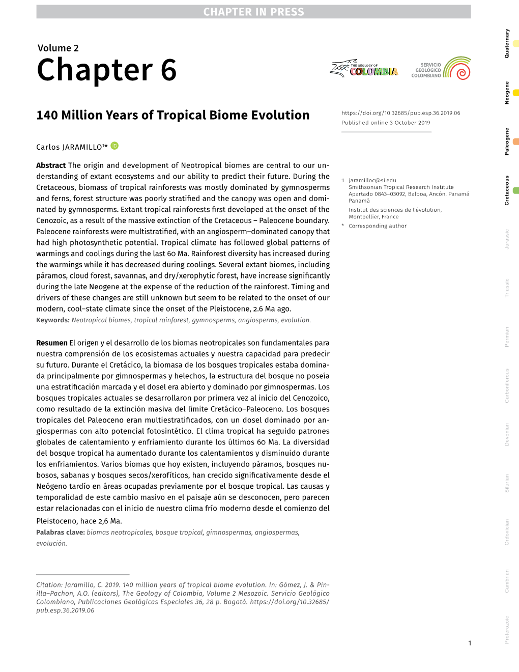 140 Million Years of Tropical Biome Evolution Published Online 3 October 2019