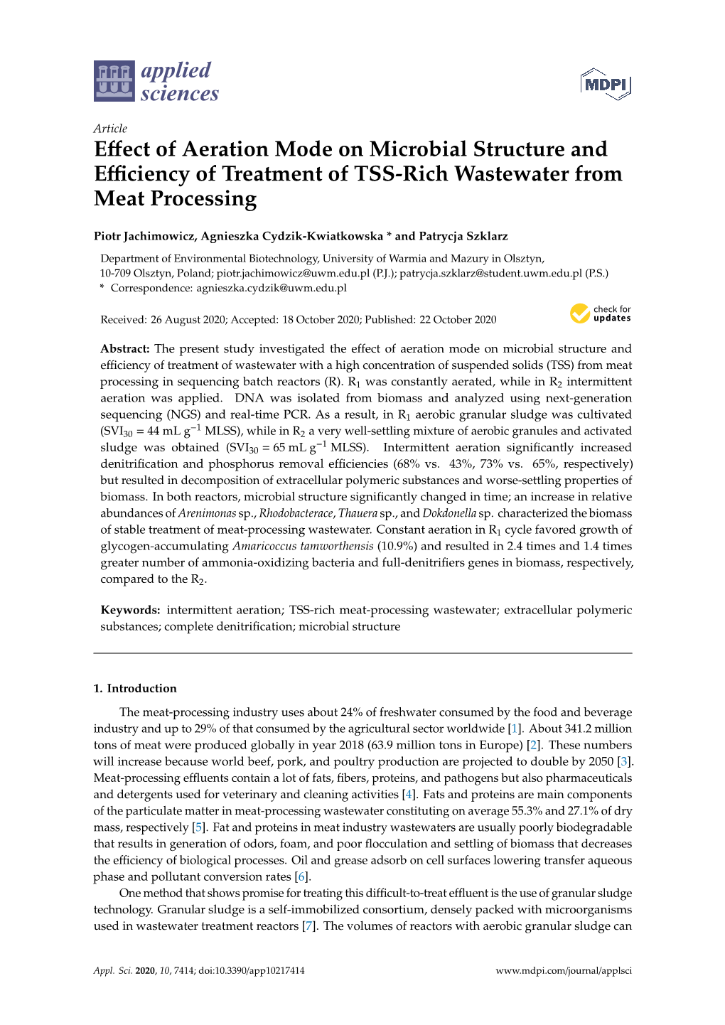 Effect of Aeration Mode on Microbial Structure and Efficiency Of