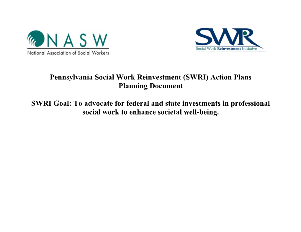 Pennsylvania Social Work Reinvestment (SWRI) Action Plans