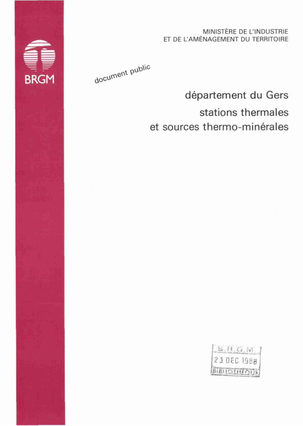 Département Du Gers Stations Thermales Et Sources Thermo-Minérales