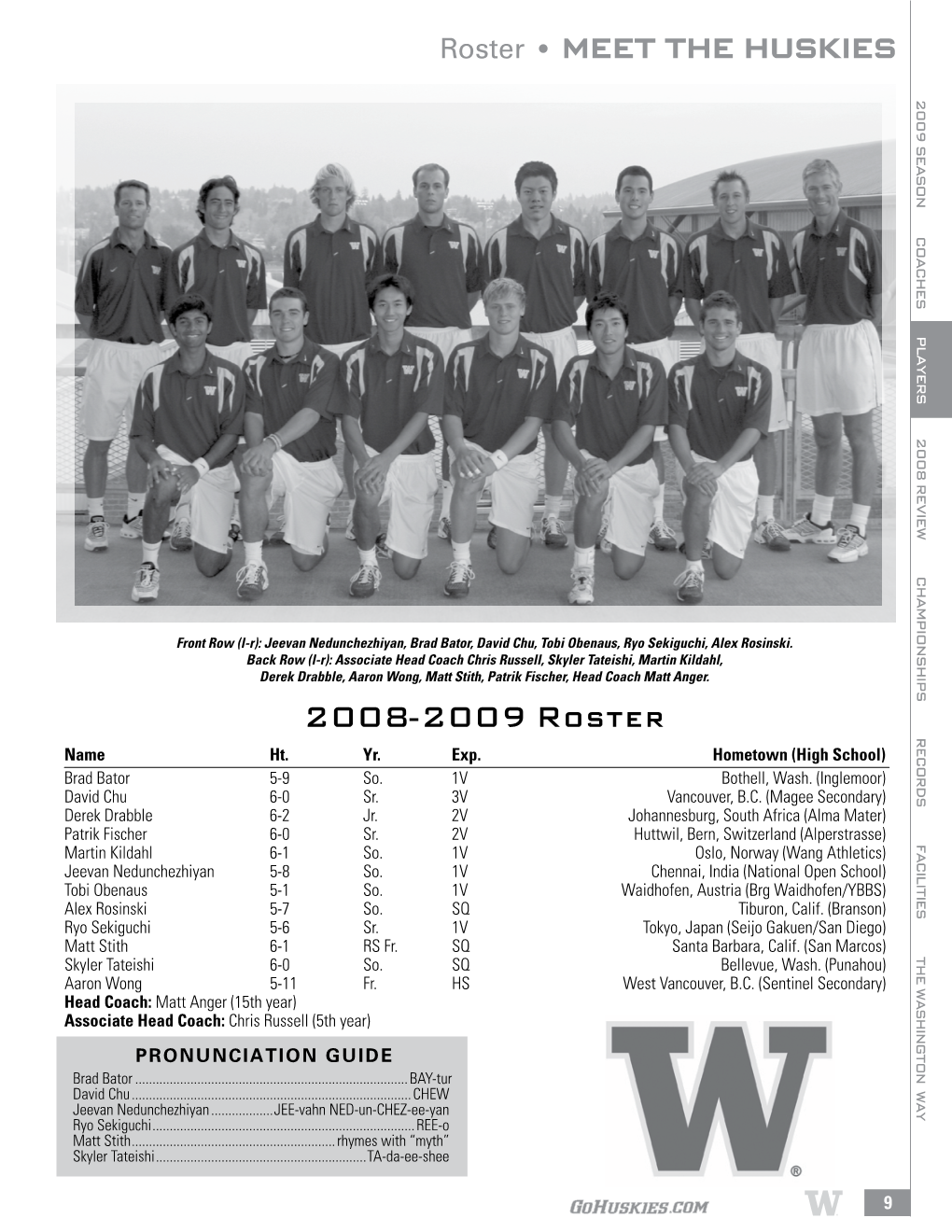 2008-2009 Roster Roster • MEET the HUSKIES