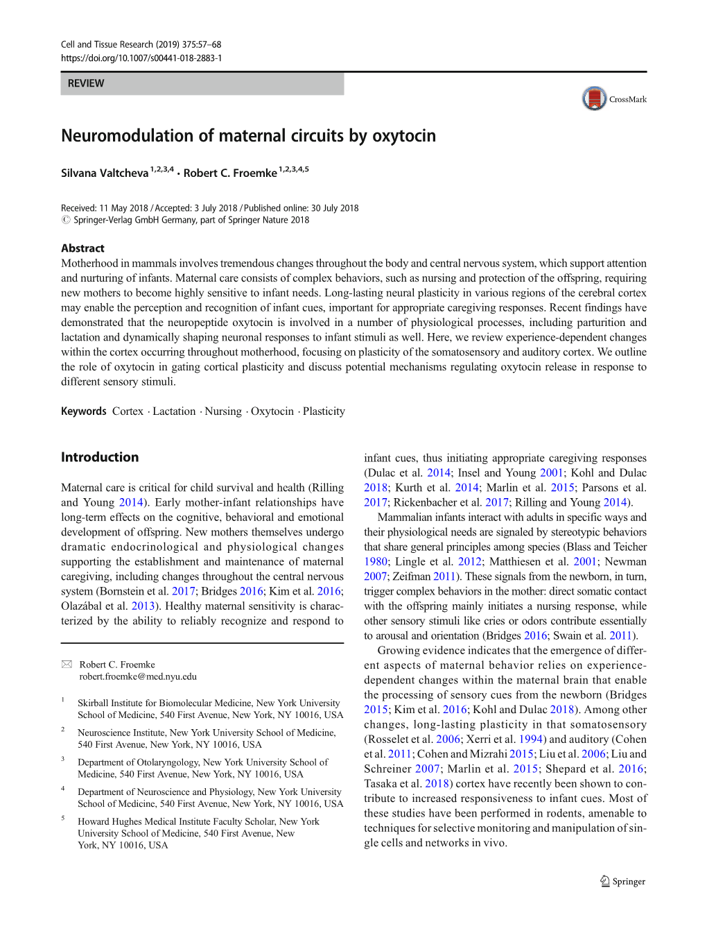 Neuromodulation of Maternal Circuits by Oxytocin